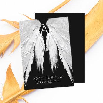 angel wings black business card