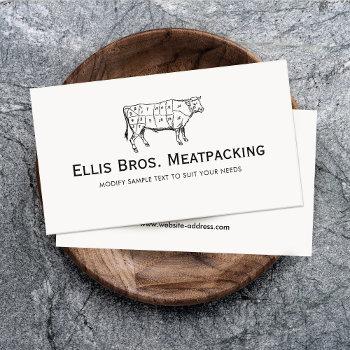 angus beef cow diagram butcher business card