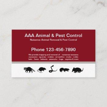 animal and pest control business card