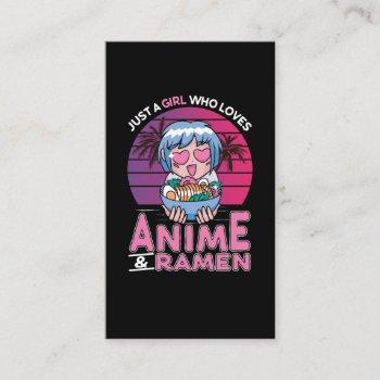 anime and ramen girl otaku retro japanese manga business card