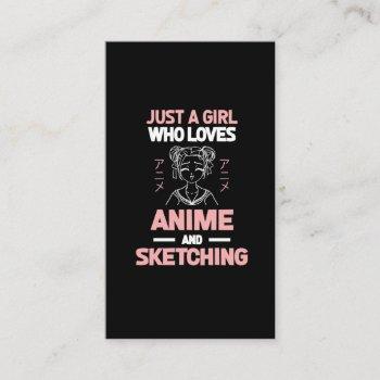 anime girl cosplay teen manga sketching business card