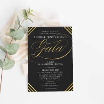 annual gala modern elegant event black white gold invitation