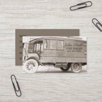 antique truck sepia junk dealer background business card