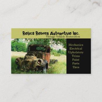 antique vehicle  old truck  repair shop business card