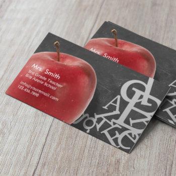 apple & random alphabets chalkboard school teacher business card