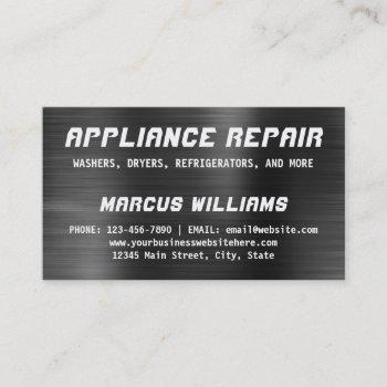appliance repair dark gray faux metallic steel business card