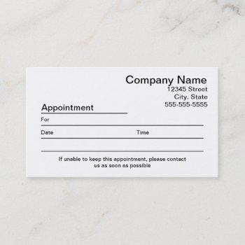 appointment reminder business card