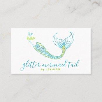 aqua blue green mermaid business card