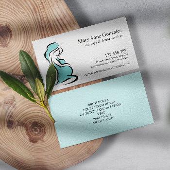 aqua | midwife doula pregnant woman belly  business card