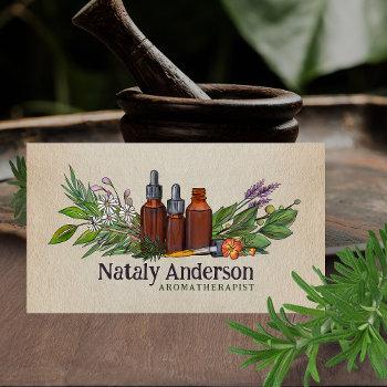aromatherapy oils and plants business card