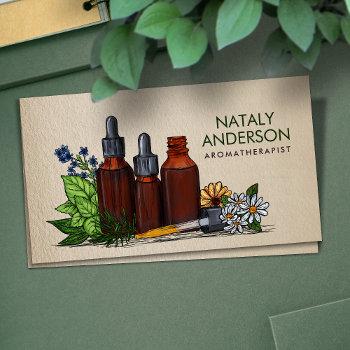 aromatherapy oils watercolor illustration business card