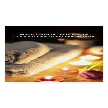 Small Aromatherapy Spa Salon Massage Therapist Business Card Front View