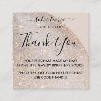 artistic glitter jewelry thank you for your order square business card