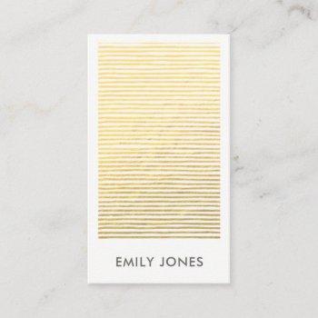 artistic gold faux sketch striped line pattern business card