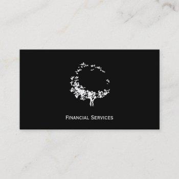 artistic tree (white) black background business card
