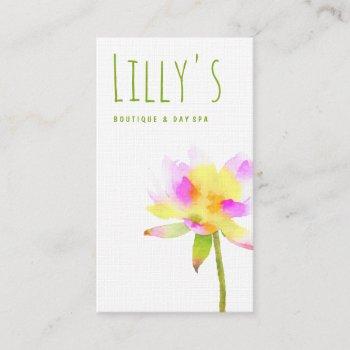 artistic watercolor lotus natural skincare spa business card