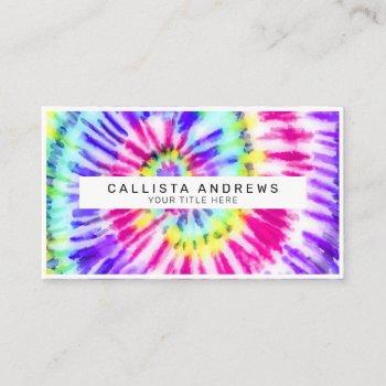 artsy neon rainbow tie dye watercolor pattern business card