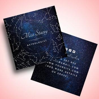 astrologist blue cosmic sky star constellation square business card