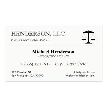 Small Attorney At Law Black Scale Business Card Front View