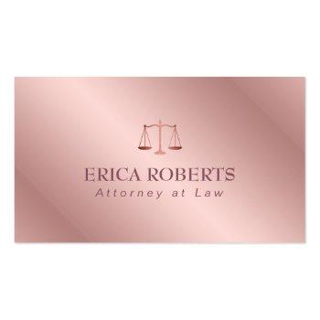 Small Attorney At Law Elegant Foil Rose Gold Lawyer Business Card Front View