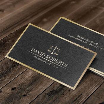 attorney at law gold framed black leather lawyer business card