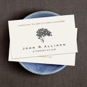 Small Attorney At Law Ivory Elegant Tree Business Card Front View