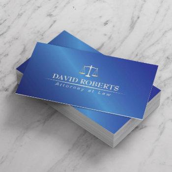 attorney at law metal blue lawyer business card
