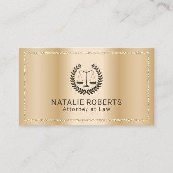 attorney at law modern gold frame lawyer office business card
