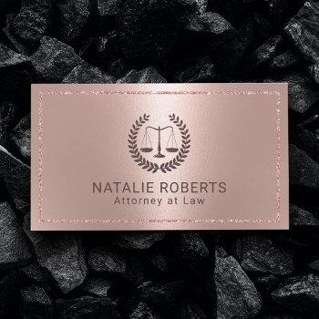 attorney at law modern rose gold frame lawyer business card