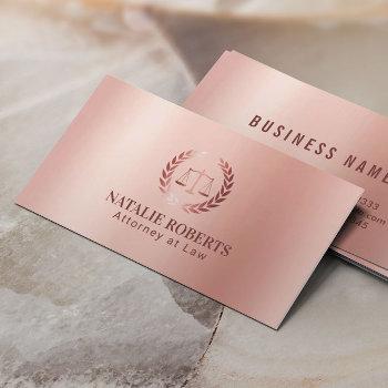 attorney at law modern rose gold lawyer business card