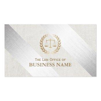 Small Attorney At Law Modern Silver & Gold Lawyer Business Card Front View