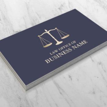 attorney at law navy blue & gold plain business card