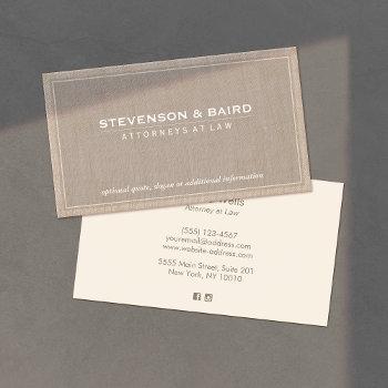 attorney beige linen elegant professional business card