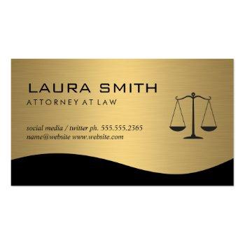 Small Attorney / Gold Metallic Scales Business Card Front View