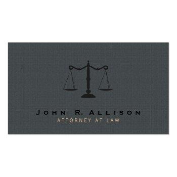 Small Attorney Justice Scale Gray Texture Background Business Card Front View