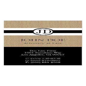 Small Attorney Lawyer Law Firm Pendant Tan Black Business Card Front View