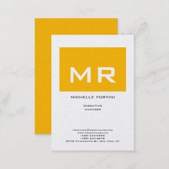 attractive monogram yellow white premium pearl business card