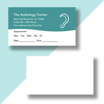 audiology patient appointment business cards