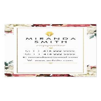 Small Author Writer Business Card - Chic Floral Back View