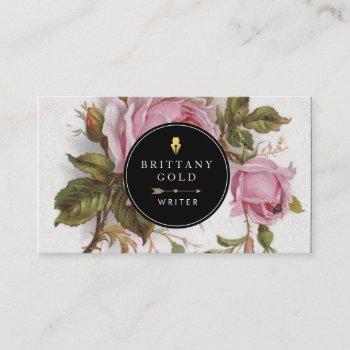 author, writer business card - rose feminine