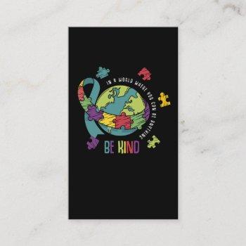 Small Autism Awareness Boys Girls Autistic Kindness Kids Business Card Front View