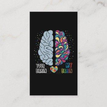autism awareness heart autistic colorful brain business card
