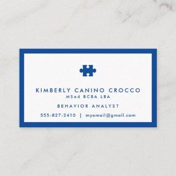 Small Autism Behavior Analyst Business Card Front View