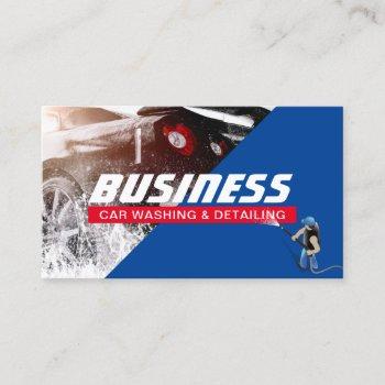 auto detailing automotive car wash modern blue business card