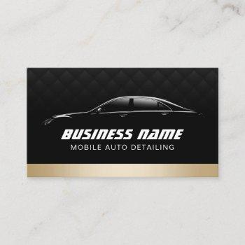 auto detailing automotive modern black & gold car business card