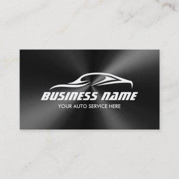auto detailing car repair black metal automotive business card