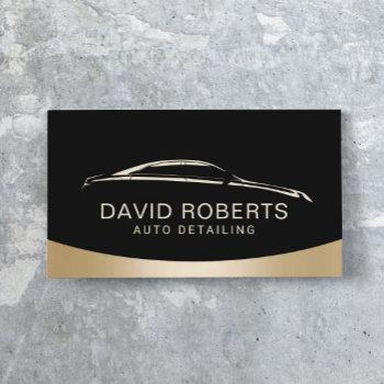 auto detailing car wash automotive black & gold business card
