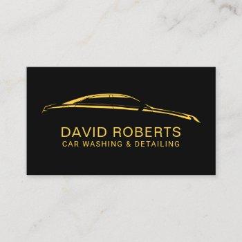auto detailing car wash automotive black & yellow business card