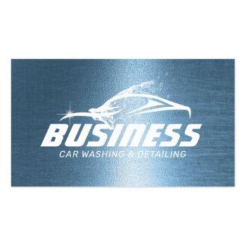 Small Auto Detailing Car Wash Automotive Royal Blue Business Card Front View