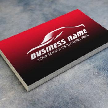 auto detailing professional black & red automotive business card